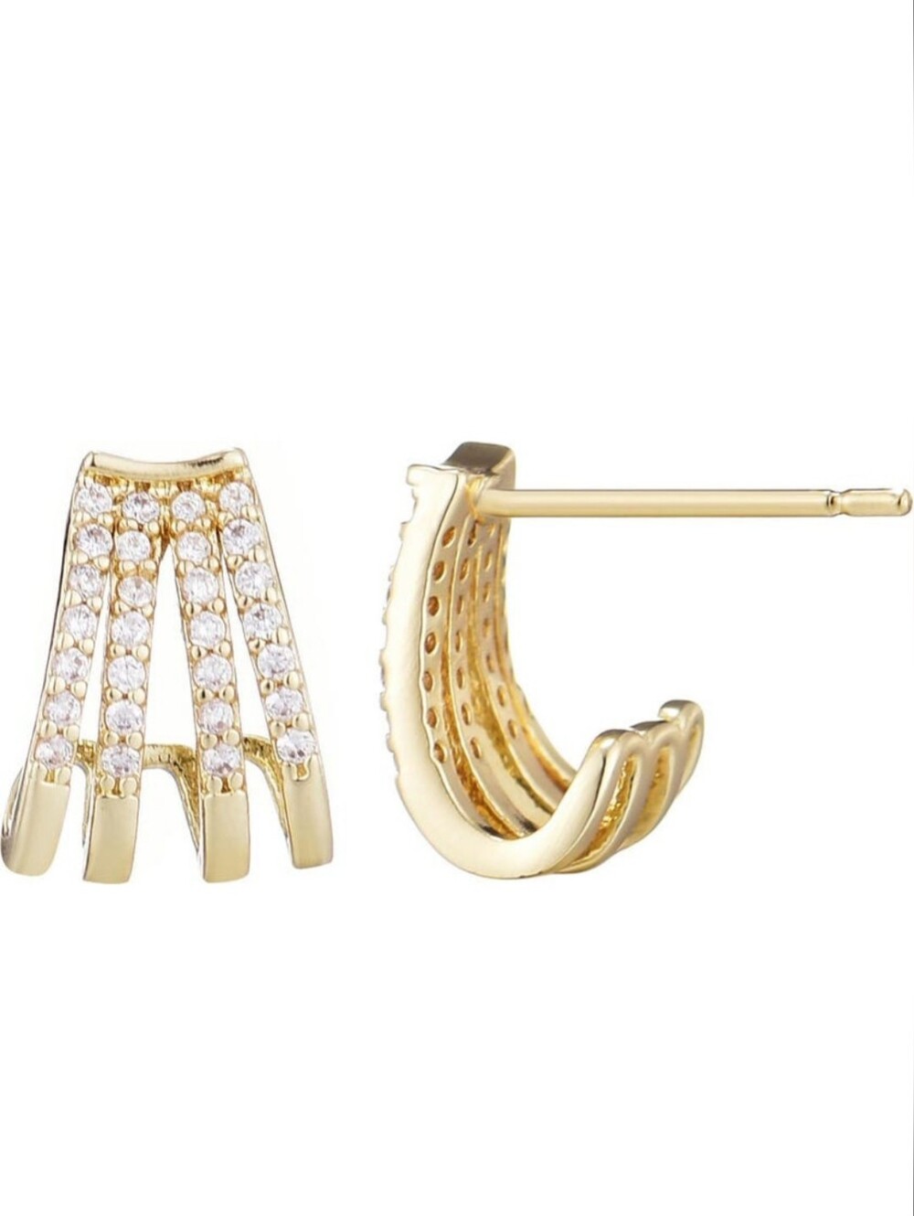 Adornia 14K Gold Plated CZ Multi-Row Huggie Hoop Earrings